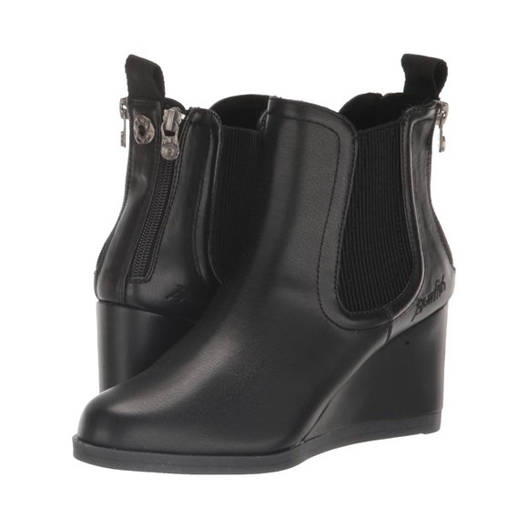 Blowfish Malibu Boots Praline Black Wedge Ankle Booties